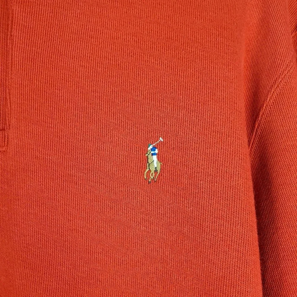 POLO RALPH LAUREN Red Estate Rib 1/4 Zip Pullover Sweater Size M